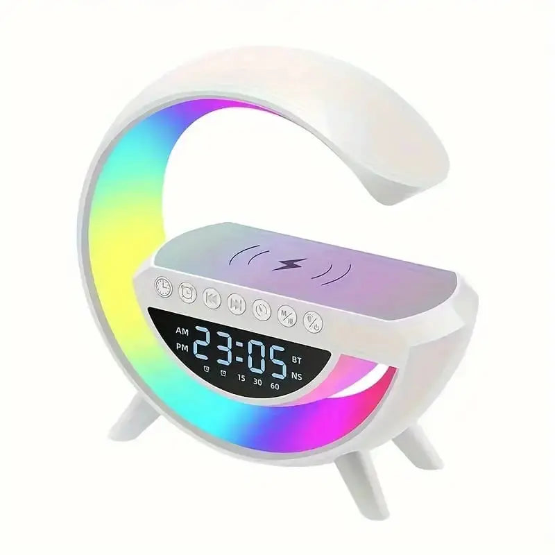 BT-3401 LED Wireless Charging Speaker – G Lamp with Alarm Clock, Bluetooth MP3, Night Light – Best Multi-Functional Speaker in Pakistan Gadget Xpres