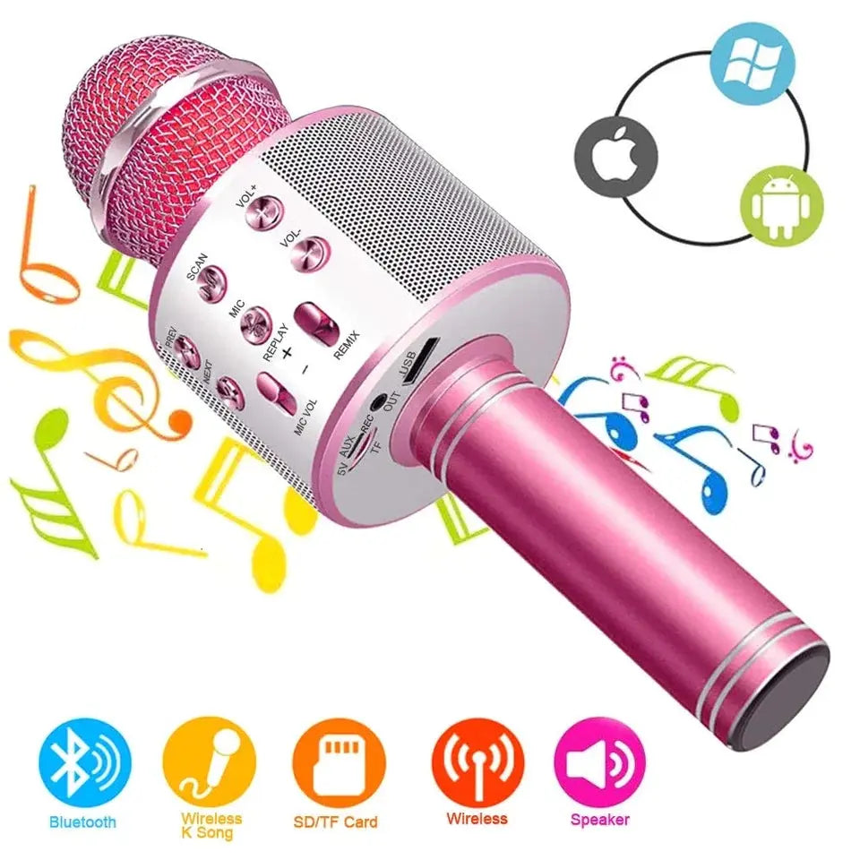 Bluetooth Karaoke Machine for Kids & Adults - Portable Handheld Speaker with Mic for iPhone, Android, PC - Home KTV Party (Random Color) Gadget Xpres