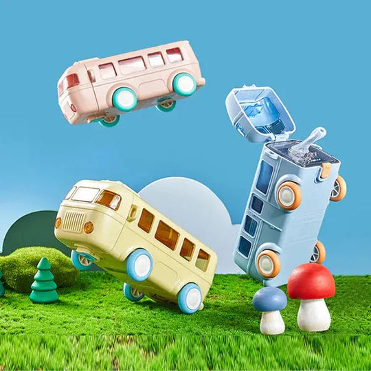 "Bus-Shaped School Water Bottle with Strap 500ml – Kids’ Durable, Leak-Proof Bottle for School & Travel (Random Color)" Gadget Xpres