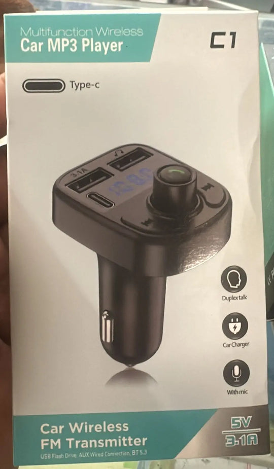 C1 Car MP3 Player Wireless FM Transmitter Bluetooth | Car Charger & MP3 Modulator | Car Accessories (Random Color) for Pakistan Gadget Xpres