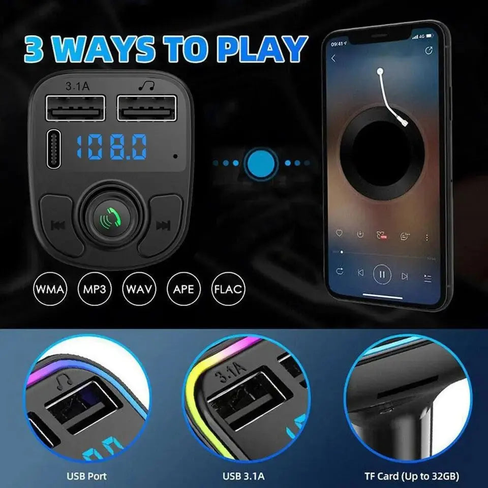 C1 Car MP3 Player Wireless FM Transmitter Bluetooth | Car Charger & MP3 Modulator | Car Accessories (Random Color) for Pakistan Gadget Xpres