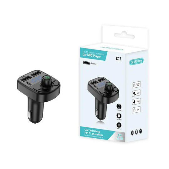 C1 Car MP3 Player Wireless FM Transmitter Bluetooth | Car Charger & MP3 Modulator | Car Accessories (Random Color) for Pakistan Gadget Xpres