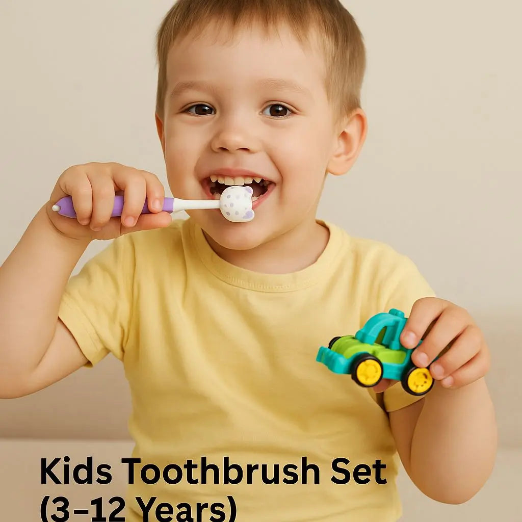 CHOFN Kids Toothbrush Set (3-12 Years) - Soft Bristles with Toy Car Gift - Fun Oral Care for Boys & Girls Gadget Xpres