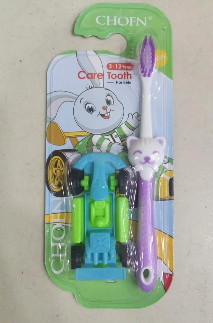 CHOFN Kids Toothbrush Set (3-12 Years) - Soft Bristles with Toy Car Gift - Fun Oral Care for Boys & Girls Gadget Xpres