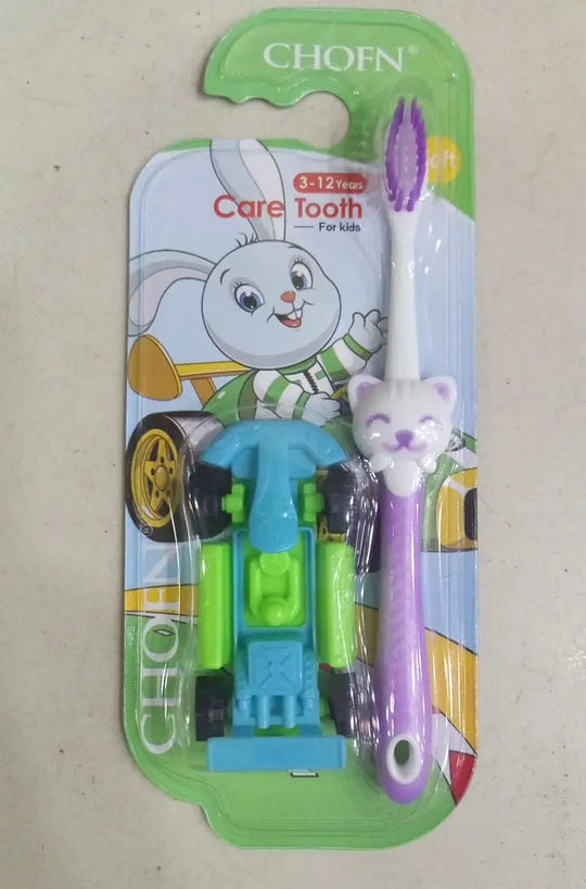 CHOFN Kids Toothbrush Set (3-12 Years) - Soft Bristles with Toy Car Gift - Fun Oral Care for Boys & Girls Gadget Xpres