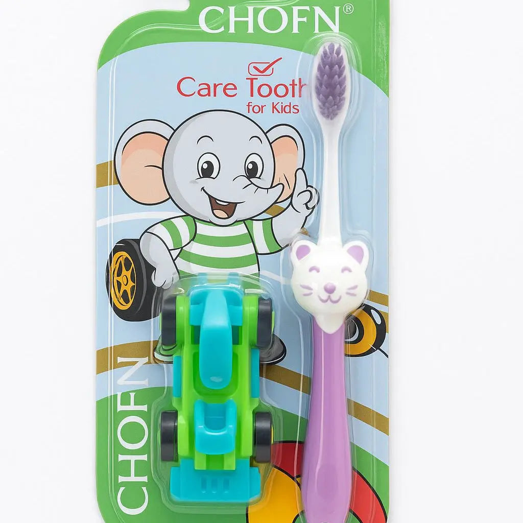 CHOFN Kids Toothbrush Set (3-12 Years) - Soft Bristles with Toy Car Gift - Fun Oral Care for Boys & Girls Gadget Xpres