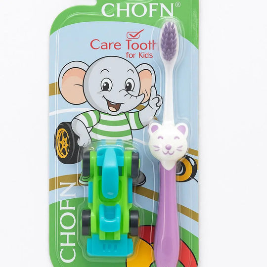 CHOFN Kids Toothbrush Set (3-12 Years) - Soft Bristles with Toy Car Gift - Fun Oral Care for Boys & Girls Gadget Xpres