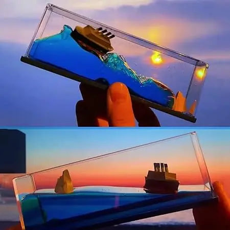 Car Dashboard Cruise Ship Liquid Drift Bottle | Floating Titanic Boat | Calming Nautical Decoration for Car, Home, Office – Stress Relief & Smooth Motion Gadget Xpres