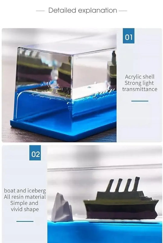Car Dashboard Cruise Ship Liquid Drift Bottle | Floating Titanic Boat | Calming Nautical Decoration for Car, Home, Office – Stress Relief & Smooth Motion Gadget Xpres