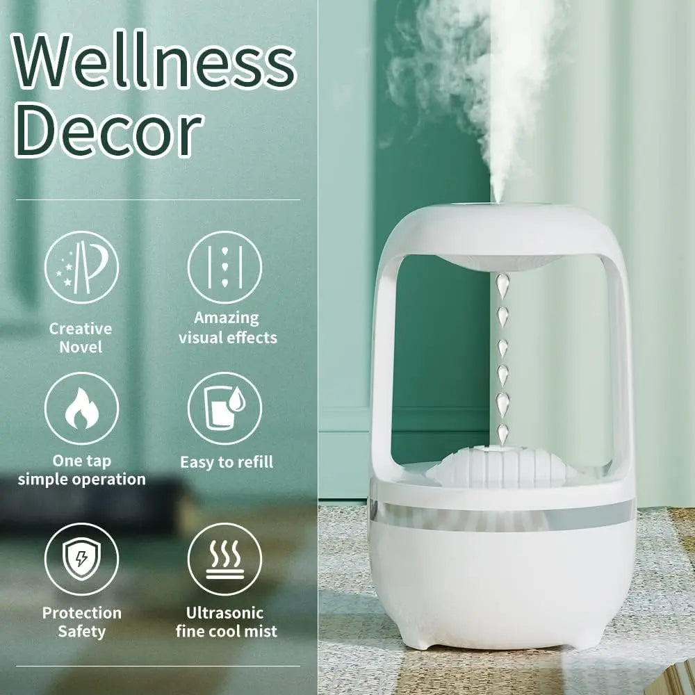 Cool Mist Humidifier for Bedroom – Cute Water Drop Design, Night Light, Quiet Air Diffuser for Baby, Home & Office – Portable & Energy-Efficient Gadget Xpres