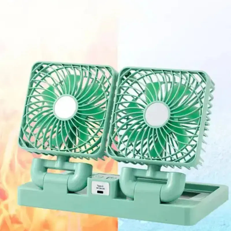 Double Head Solar Air Cooler Fan | Portable Rechargeable USB Fan for Fast Cooling - Indoor & Outdoor Use (Random Color) Gadget Xpres