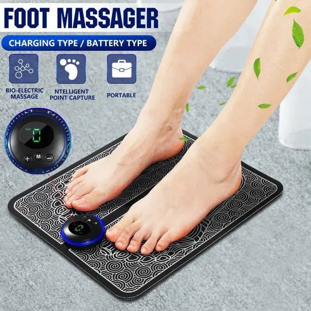 EMS Foot Massager Mat – Electric USB Charging, Smart Display, TENS Acupuncture, Blood Circulation Pad – Health Care for Home (Without Box) Gadget Xpres