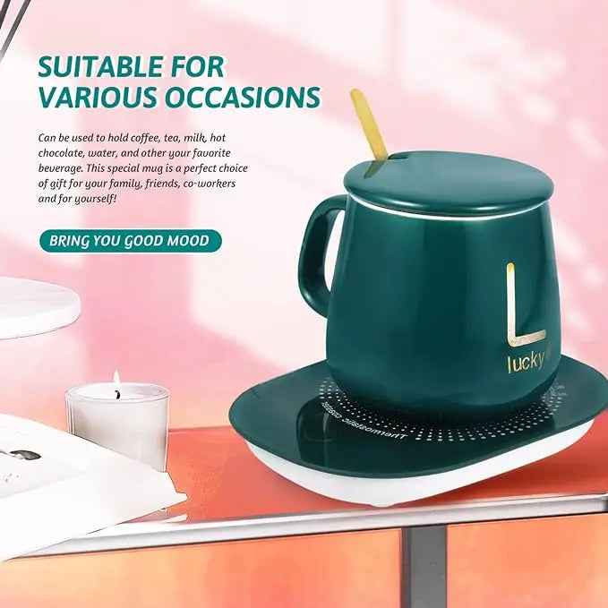 Electric Heated Coffee Mug with Temperature Control Pad – Warm Cup for Office & Home Use in Pakistan (Random Color) Gadget Xpres