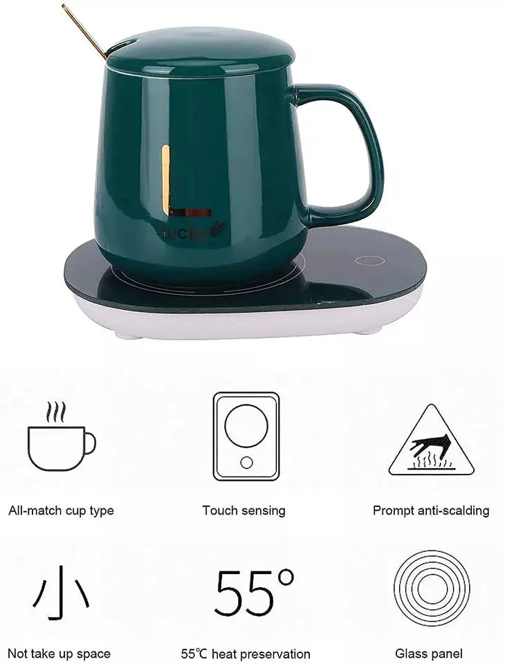 Electric Heated Coffee Mug with Temperature Control Pad – Warm Cup for Office & Home Use in Pakistan (Random Color) Gadget Xpres