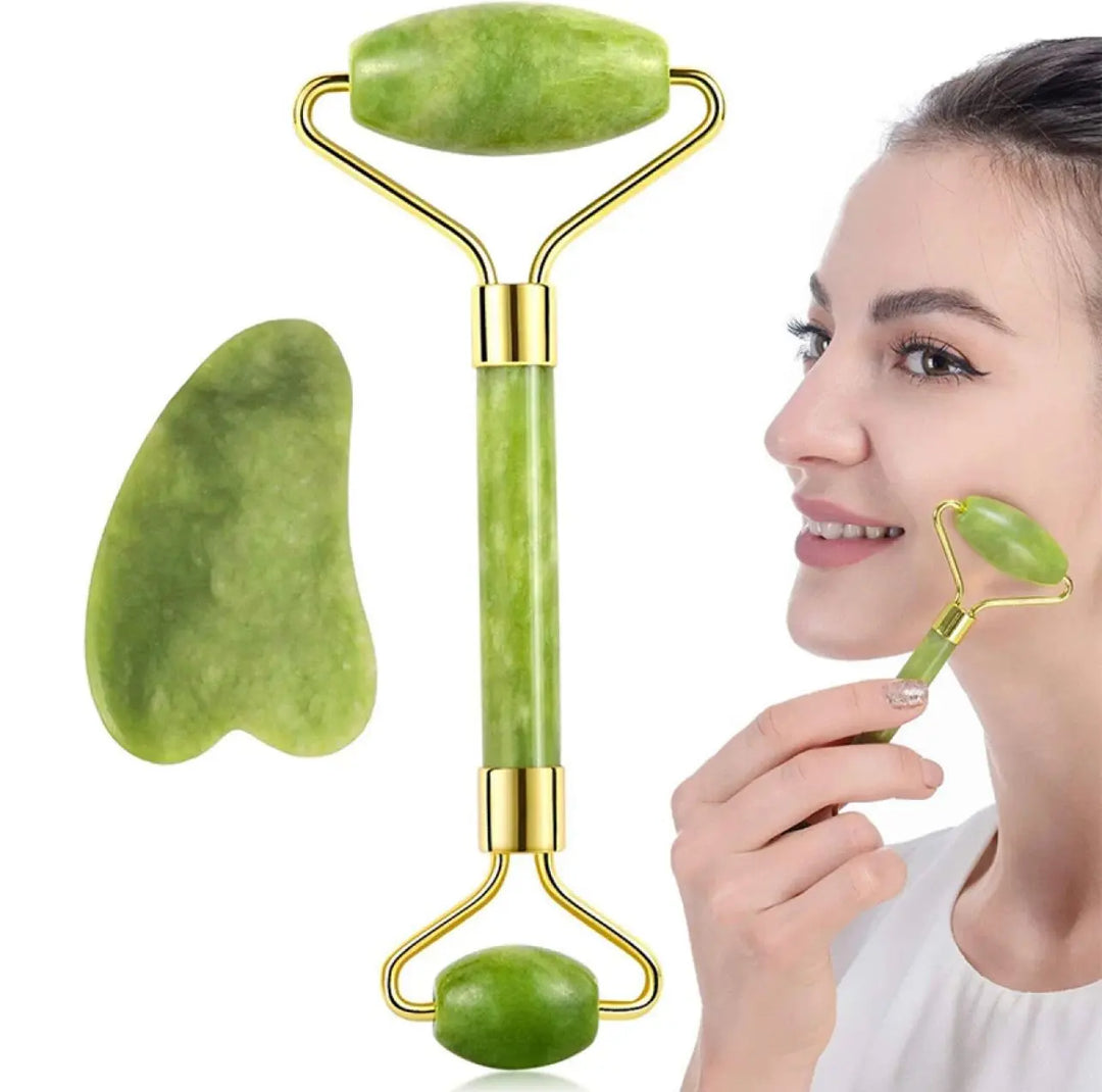 Flawless Jade Roller With Natural Stone – Double Headed Facial Massager for Wrinkles, Eye Bags, Dark Circles & Skincare | Marble Beauty Tool in Pakistan Gadget Xpres