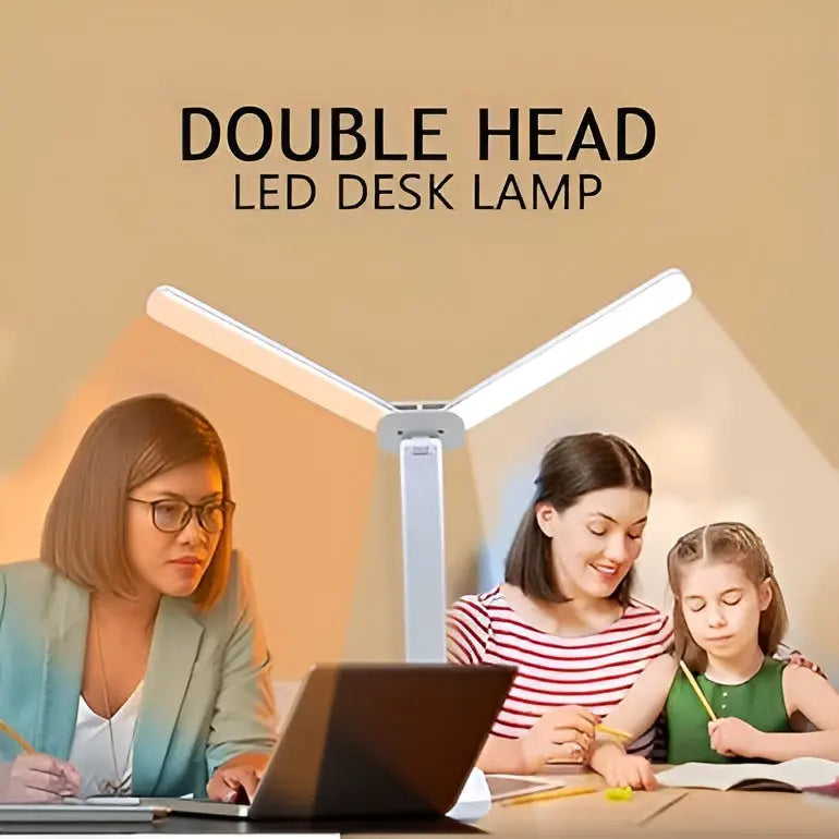 Foldable Double Head LED Desk Lamp - 3-Level Dimmable, USB Rechargeable, Touch Control | Portable Study & Reading Light (Random Color) | Gadget Xpres Gadget Xpres