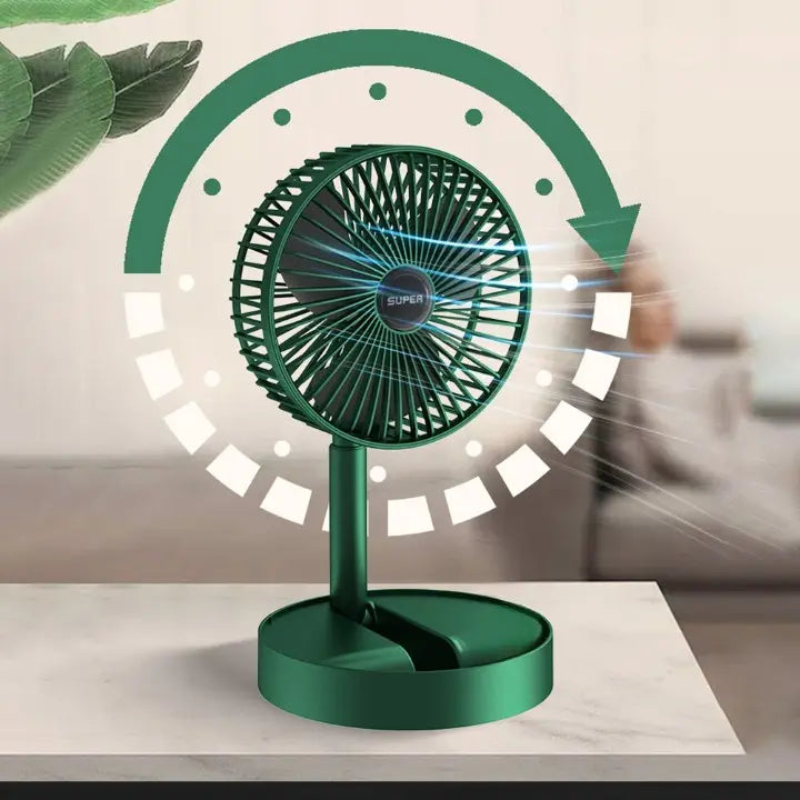 Folding Telescopic Floor Fan – Silent Electric Desktop & Standing Fan | Summer Cooling for Office, Bedroom, School – Portable, Rechargeable, Adjustable Height (Random Color) Gadget Xpres