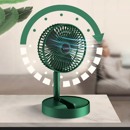 Folding Telescopic Floor Fan – Silent Electric Desktop & Standing Fan | Summer Cooling for Office, Bedroom, School – Portable, Rechargeable, Adjustable Height (Random Color) Gadget Xpres