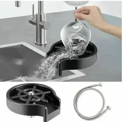 Glass Washer for Kitchen Sink – Stainless Steel Cup & Bottle Cleaner – Easy Install Rinser Attachment – Durable Kitchen Sink Accessory (Gadget Xpres) Gadget Xpres