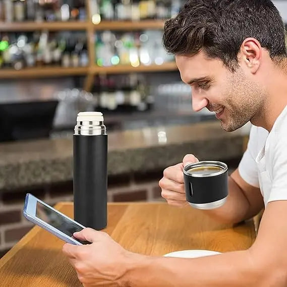 H-409 Vacuum Flask Gift Set - 500ml Thermos with 3 Stainless Steel Cups | Hot & Cold | Travel Mug Combo | Best for Office, Home, School - Pakistan Gift Set (Random Color) Gadget Xpres