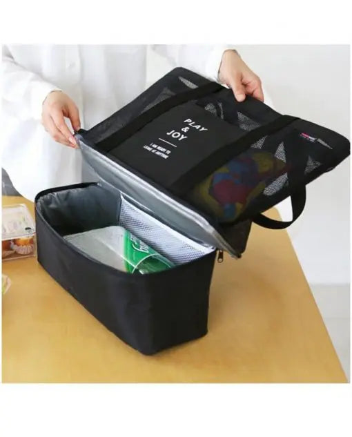 Hanging Travel Outdoor Picnic Cool Bag Organizer – Portable Insulated Lunch Box for Camping, Beach & Family Trips (Random Color) Gadget Xpres