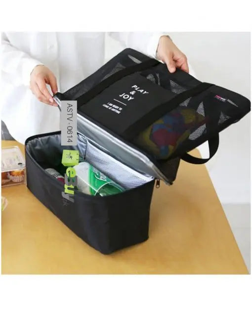 Hanging Travel Outdoor Picnic Cool Bag Organizer – Portable Insulated Lunch Box for Camping, Beach & Family Trips (Random Color) Gadget Xpres