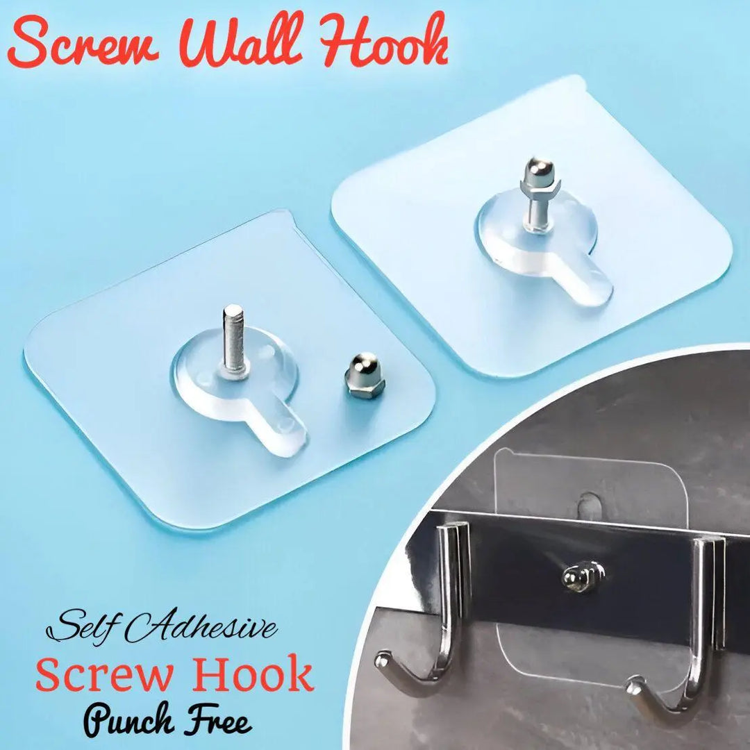 "Heavy Duty Adhesive Screw Hook – No Drill Sticker Hanging Hook, Waterproof, Non-Trace, Strong Hold for Doors, Walls – 1PC (Pakistani Household Use)" Gadget Xpres