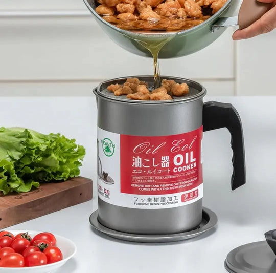High Quality Fryer Oil Filter Pot  Carbon Steel oilcan with Stainless Steel Kitchen  Storage Jug Cooking Pot ( Without Box ) Gadget Xpres