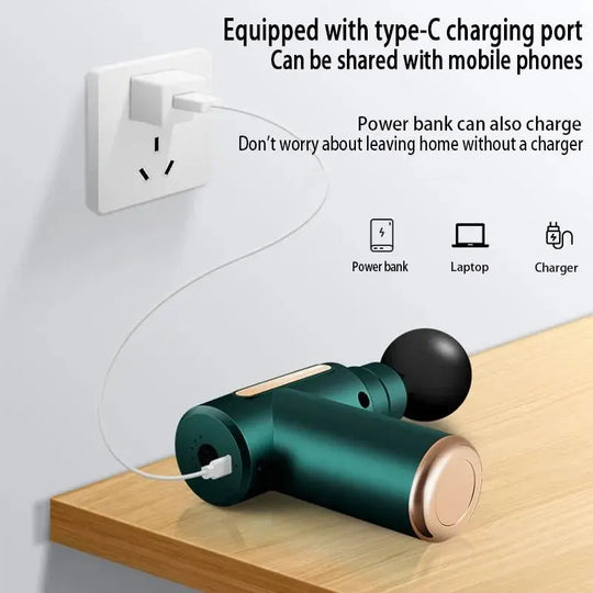 JY-760 Mini Massage Gun - Portable Muscle Massager Gun for Pain Relief, 6 Heads, USB-C Charging (Black) | Fast Delivery Pakistan Gadget Xpres