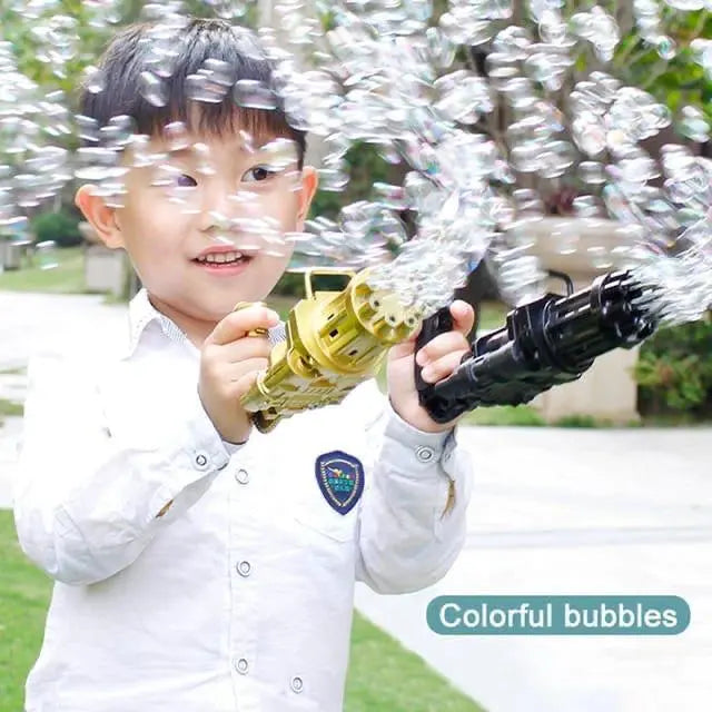 Kids Gatling Bubble Gun Toy – Automatic Bubble Blower Machine for Outdoor & Indoor Fun | Summer Soap Bubble Maker (Random Color) Gadget Xpres