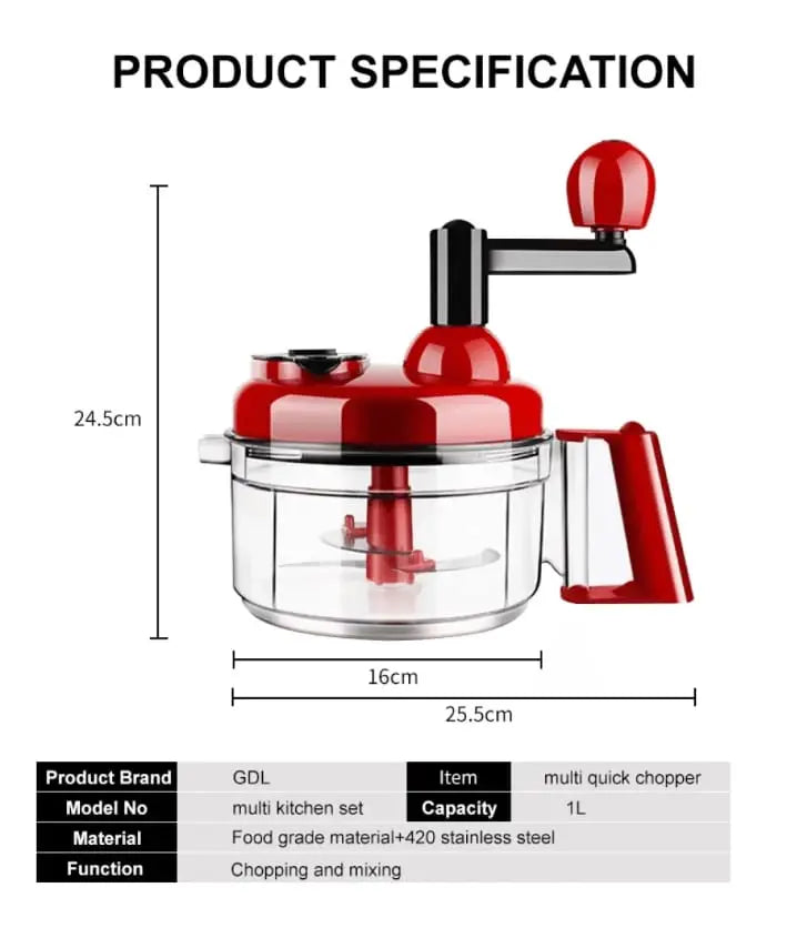 Manual Hand Multifunction Vegetable Chopper - Onion, Tomato, Salad Cutter Machine (Random Color) Gadget Xpres