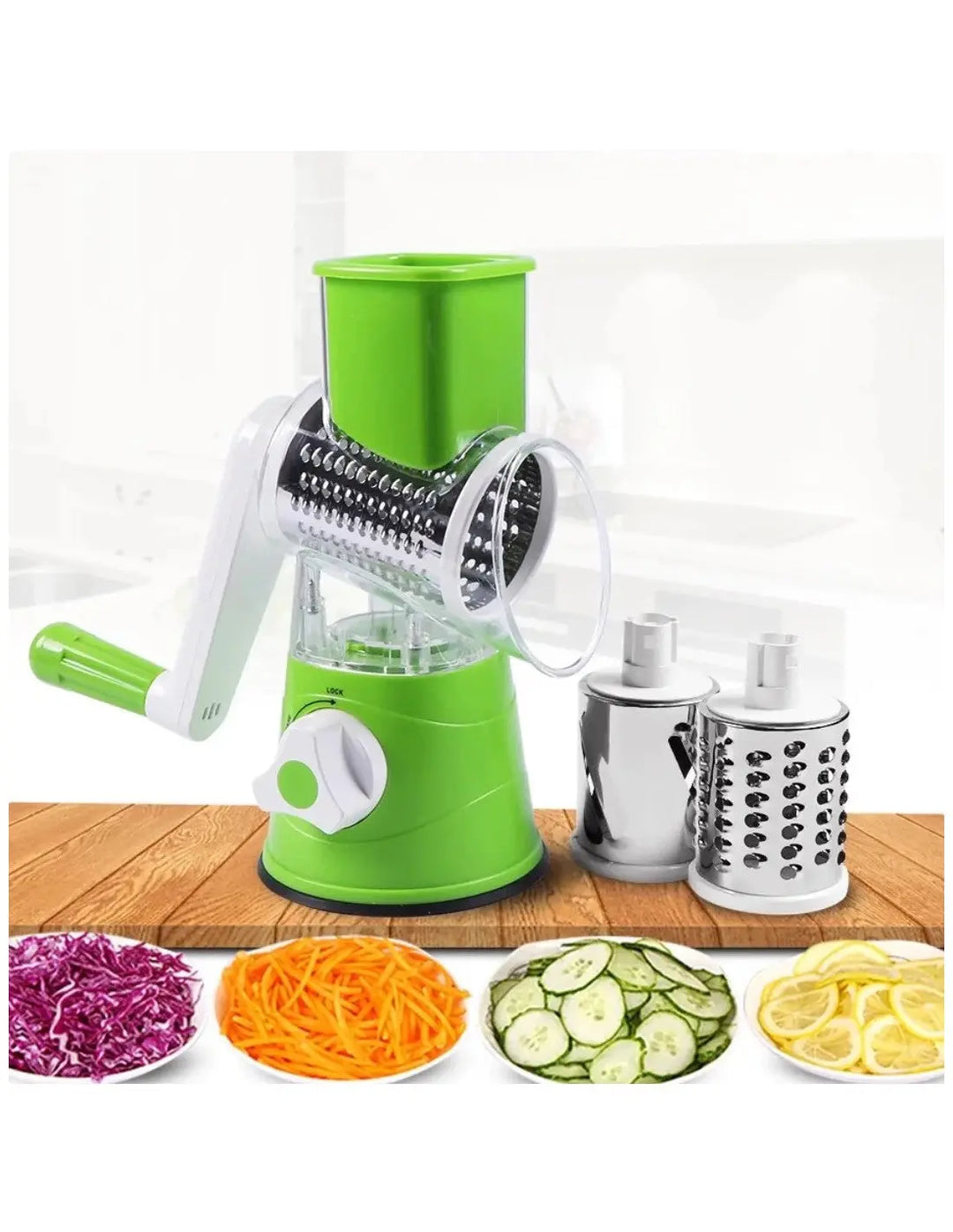Manual Vegetable Cutter Slicer – Multifunctional Round Kitchen Gadget for Chopping, Grating & Slicing – Food Processor Blender – Random Color (Imported)) Gadget Xpres