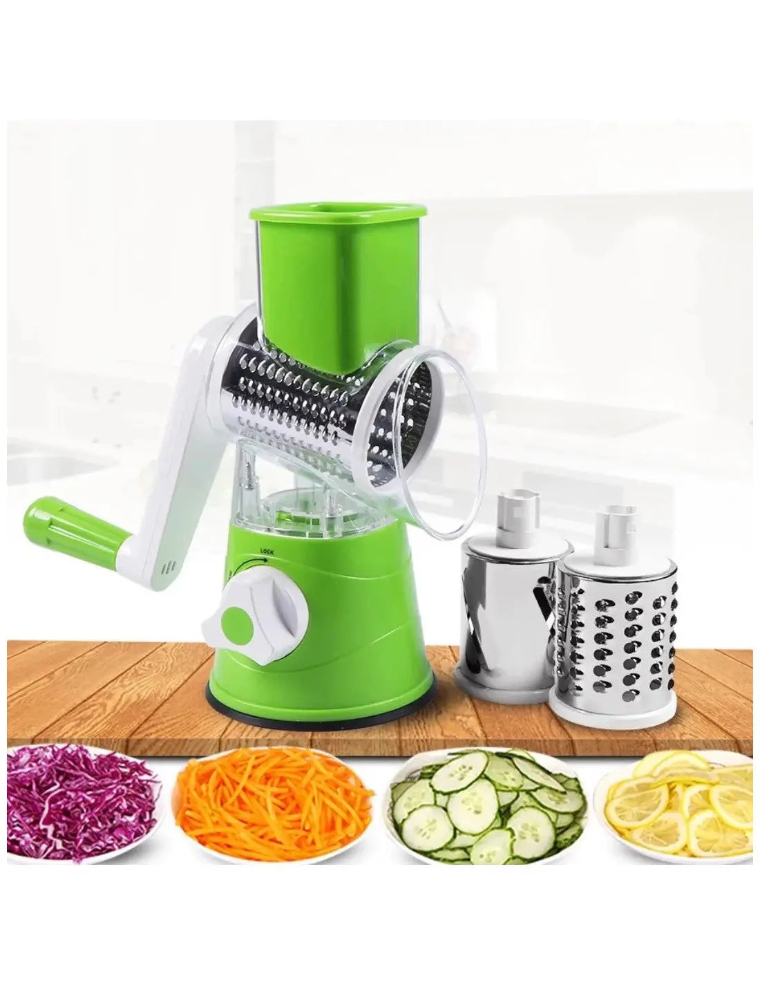 Manual Vegetable Cutter Slicer – Multifunctional Round Kitchen Gadget for Chopping, Grating & Slicing – Food Processor Blender – Random Color (Imported)) Gadget Xpres
