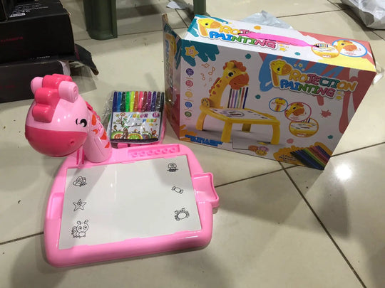 Mini Art Drawing Table with LED Light & Music – Kids Painting Desk, Portable Light Projector Toy for Children (Random Color) Gadget Xpres