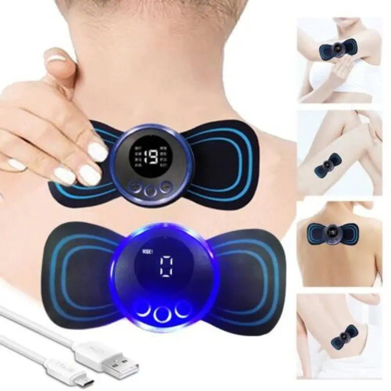 Mini Body Massager – Pulse Neck Pain Relief, EMS Butterfly Massager for Men & Women – Portable Muscle Relaxation (Imported) Gadget Xpres