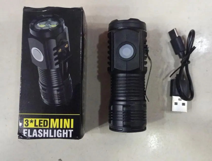 "Mini Super Power Flashlight – USB Rechargeable, Waterproof, Pocket Camping Light with Clip | Best Bright Torch for Home, Emergency & Outdoor Use" Gadget Xpres