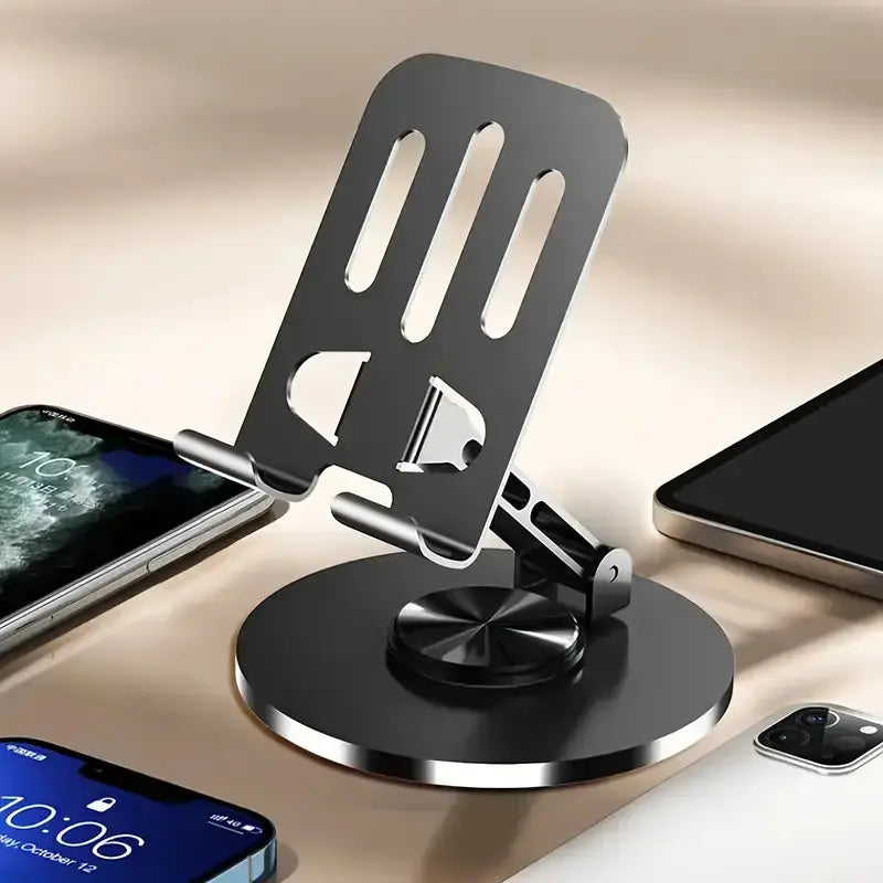 Mobile Phone Stand Holder - 360° Rotation, Foldable Desktop Stand for Hands-Free Video Calls & Watching (Stainless Steel, Random Color) - Gadget Xpres Gadget Xpres