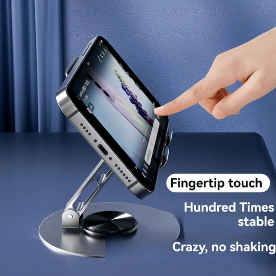 Mobile Phone Stand Holder - 360° Rotation, Foldable Desktop Stand for Hands-Free Video Calls & Watching (Stainless Steel, Random Color) - Gadget Xpres Gadget Xpres