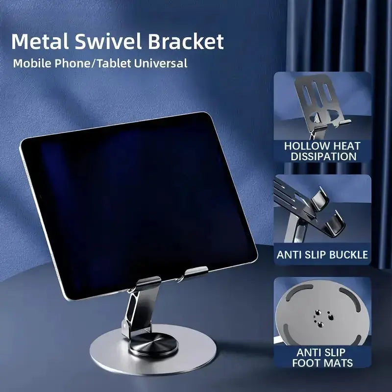 Mobile Phone Stand Holder - 360° Rotation, Foldable Desktop Stand for Hands-Free Video Calls & Watching (Stainless Steel, Random Color) - Gadget Xpres Gadget Xpres