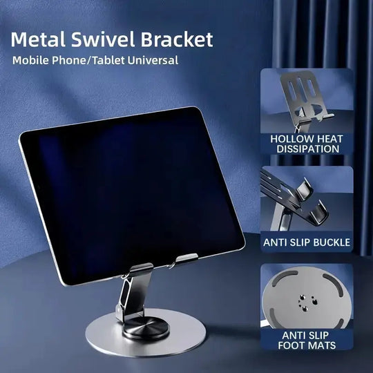 Mobile Phone Stand Holder - 360° Rotation, Foldable Desktop Stand for Hands-Free Video Calls & Watching (Stainless Steel, Random Color) - Gadget Xpres Gadget Xpres
