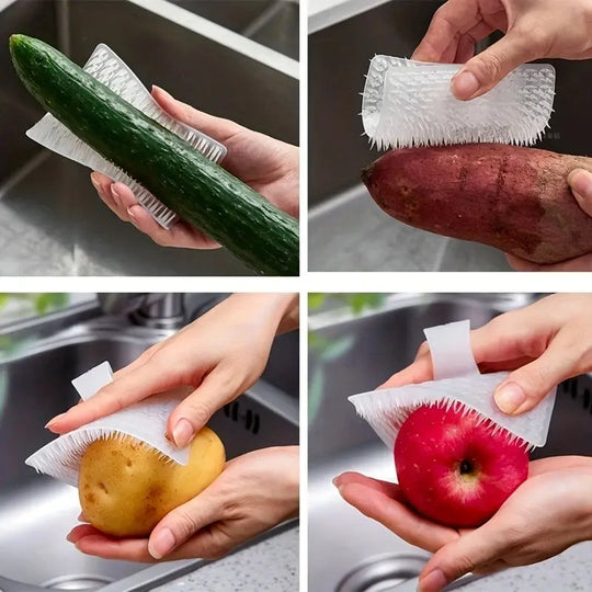 Multifunctional Silicone Cleaning Brush & Vegetable Peeler Pack of 2 | Fruit & Vegetable Scrubber | Soft Kitchen Brush for Home Use (Random Color) Gadget Xpres
