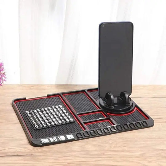 Non-Slip Dashboard Mat with Phone Holder | Keychain, Coins & Card Organizer | Car Accessories for Safe Driving (Pakistan) Gadget Xpres