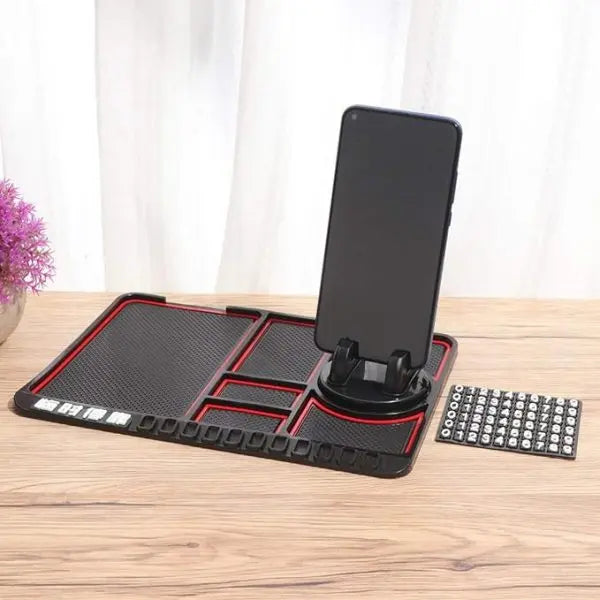 Non-Slip Dashboard Mat with Phone Holder | Keychain, Coins & Card Organizer | Car Accessories for Safe Driving (Pakistan) Gadget Xpres