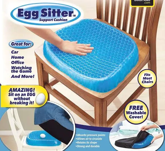Non Slip Egg Sitter Gel Seat Cushion - Honeycomb Office & Car Chair Pad - Orthopedic Back Pain Relief Gadget Xpres