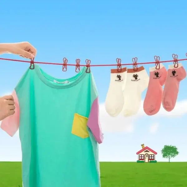 Portable Clothesline Clip - Elastic, Windproof Eco-Friendly Cloth Hanging Rope for Travel Home Use | After stretching it become Gadget Xpres