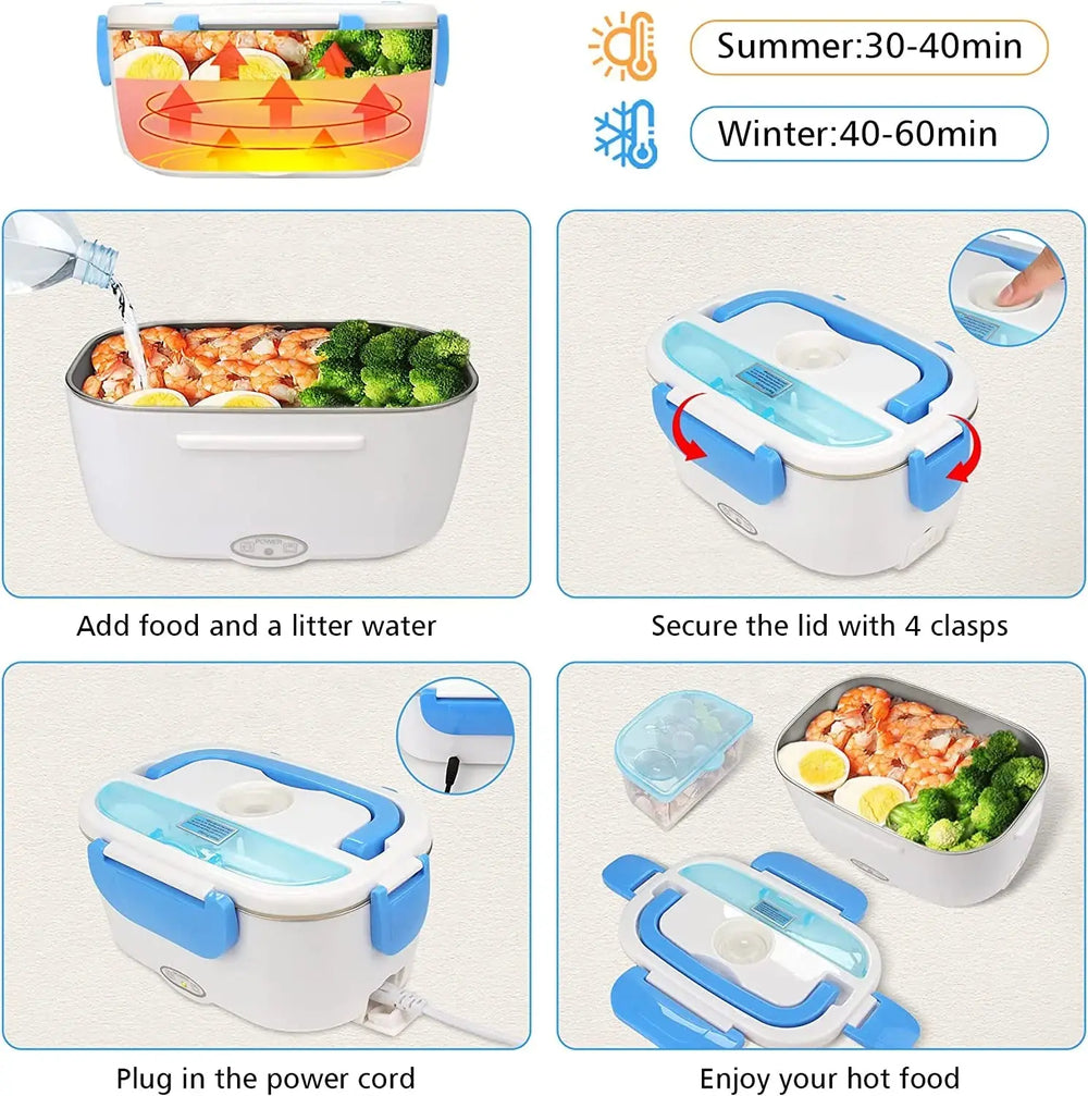 Portable Electric Heating Lunch Box – Waterproof, Rechargeable, Fast Food Warmer – Ideal for Office, Travel & School (Random Color) Gadget Xpres
