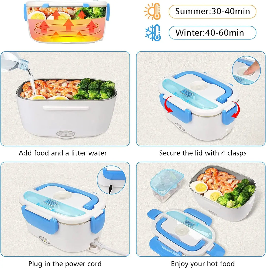 Portable Electric Heating Lunch Box – Waterproof, Rechargeable, Fast Food Warmer – Ideal for Office, Travel & School (Random Color) Gadget Xpres