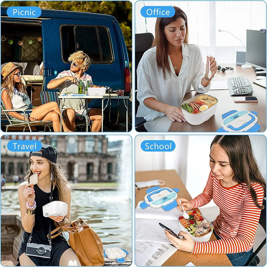 Portable Electric Heating Lunch Box – Waterproof, Rechargeable, Fast Food Warmer – Ideal for Office, Travel & School (Random Color) Gadget Xpres