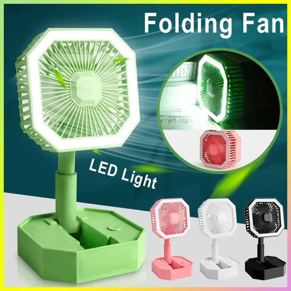 Portable Folding Fan for Desk & Table | Adjustable Cooling Fan with Night Light | Rechargeable Mini Fan for Summer | Personal Outdoor/Indoor Use – Random Colors Gadget Xpres