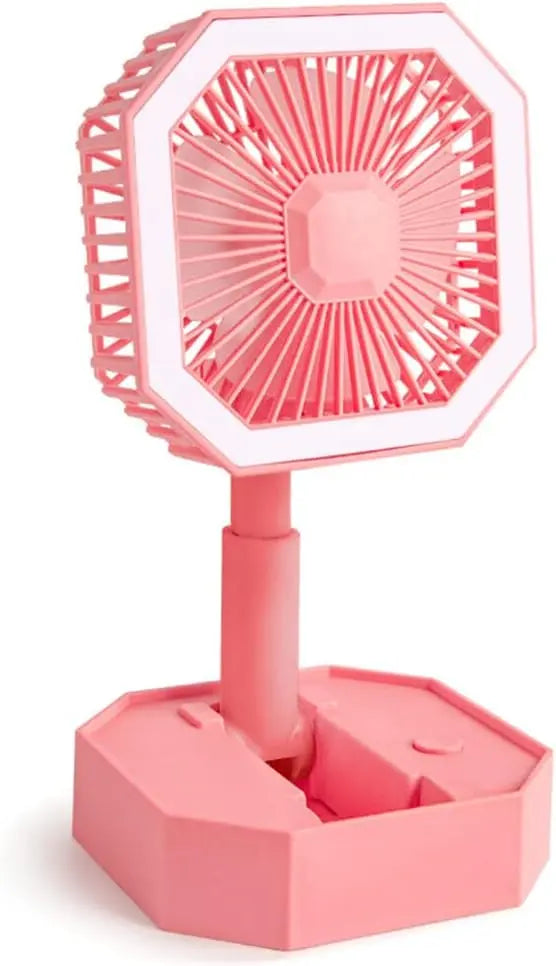 Portable Folding Fan for Desk & Table | Adjustable Cooling Fan with Night Light | Rechargeable Mini Fan for Summer | Personal Outdoor/Indoor Use – Random Colors Gadget Xpres